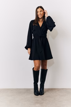 Black Drape Detail Mini Dress